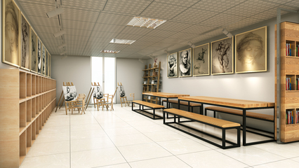 豐臺二中藝術(shù)樓文化走廊 構(gòu)筑校園文化藝術(shù)交流的橋梁